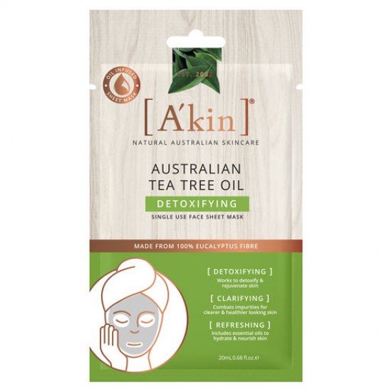 A'kin Australian Tea Tree Oil Detoxifying Face Sheet Mask 1 pack A'kin Australian Tea Tree Oil Detoxifying Face Sheet Mask 1 pack